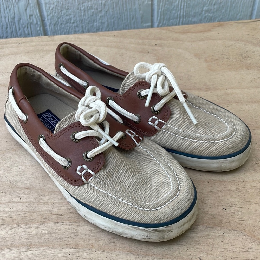 POLO RALPH LAUREL Canvas Boat Shoes Little Boy size 13